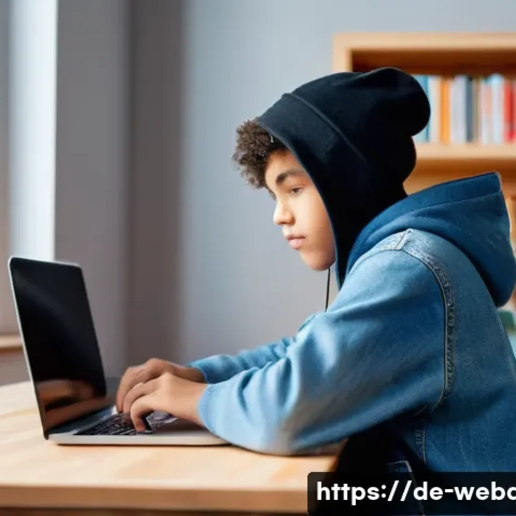 웹개발자 자격증 취득 연차 - **"A young adult, appearing to be in their late teens, sits comfortably at a minimalist, light-wood ...