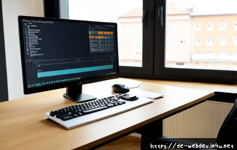 웹개발자 효율적인 개발 도구 - Photorealistic modern web developer workspace in Germany, focused developer in casual office attire ...