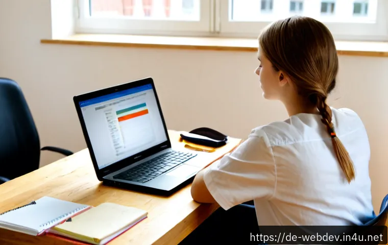 웹개발자 취업 준비 블로그 - Photorealistic home-office scene of a young German web developer preparing for a job interview, seat...
